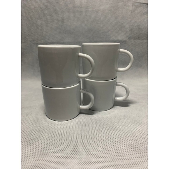 Set of 4 Coffee Mug Crate & Barrel Espresso Cups 4x White Porcelain Espresso Mug - Picture 4 of 12